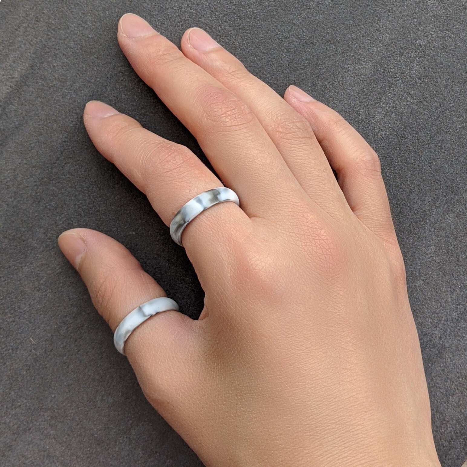 White Marble Silicone Rings for Women & Men Matching His -  Israel