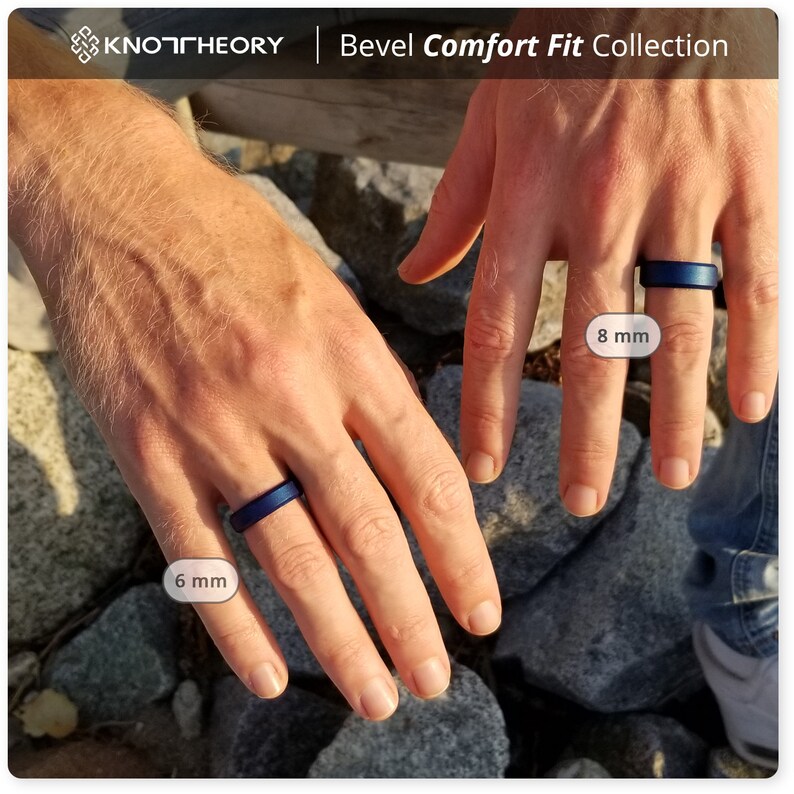 Breathable Blue Silicone Ring Men Metallic Midnight Navy Blue Etsy