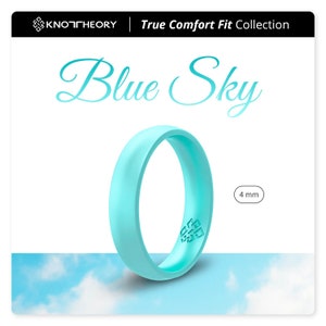 Sky Blue Silicone Ring Women 4mm, Womens Light Blue Silicone Wedding Ring, Rubber Wedding Band, Rubber Wedding Ring for Her Wife Fiance