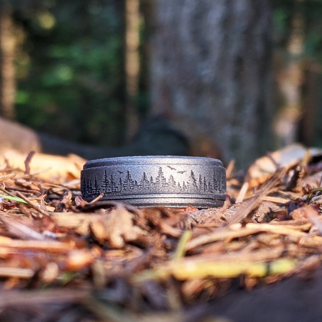 Forest Ring Silicone Ring, Personalized Nature Lover Tree Hugger Gift