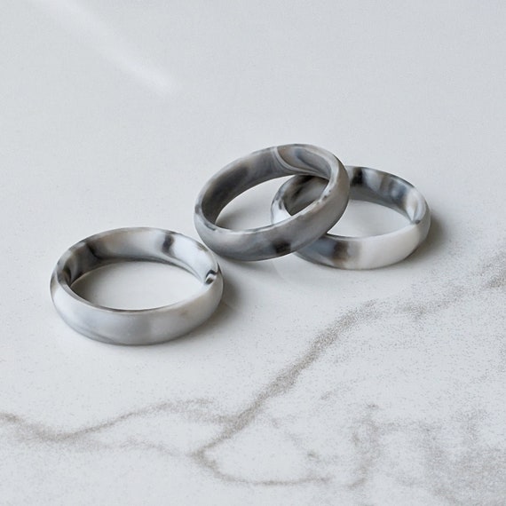 White Marble Silicone Rings for Women & Men Matching His -  Israel