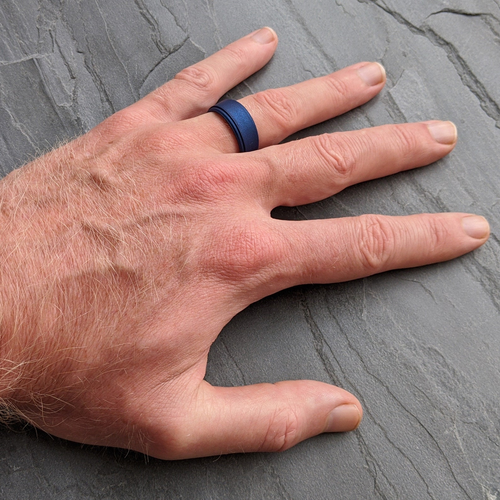 Engraved Mountain Silicone Ring Personalized Blue Silicone Etsy