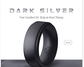 Valentines Day Gift for Him, Valentines Day Gift for Husband, Dark Silver Silicone Ring Men, Gift for Men, Valentines Day Gift for Boyfriend
