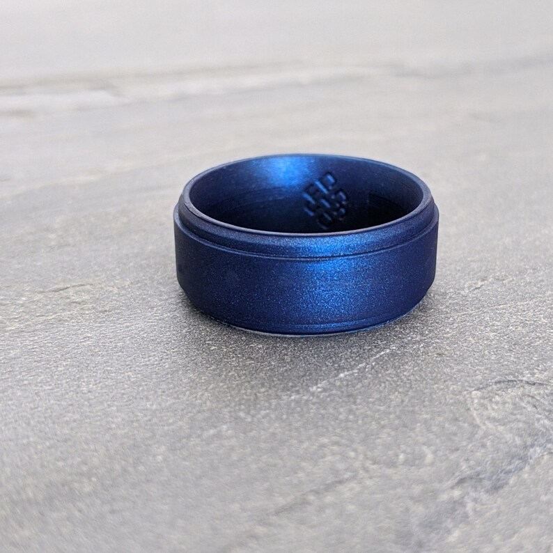 Sapphire Blue Silicone Ring for Men Metallic Blue Rubber | Etsy