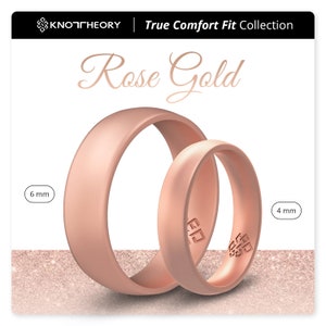 Rose Gold Silicone Ring for Women, Breathable Comfort Fit Wedding Band, Pink Engagement Anniversary Gift for Fiance, Girlfriend, Wife, BFF image 1