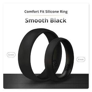 Knot Theory Smooth Black Silicone Rings for Men Women, Breathable Silicone Wedding Band Rubber Engagement Ring Gift Him Her His Hers 4mm 6mm