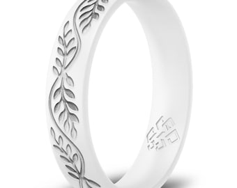 Laurel Silicone Ring for Women in White, Blue, Pink, or Lavender Purple, Engagement Wedding Band Promise Ring