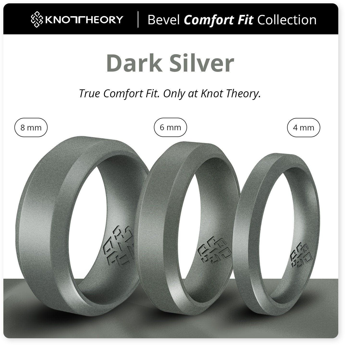 Dark Silver Silicone Rings for Men - Breathable Bevel Rubber Wedding …