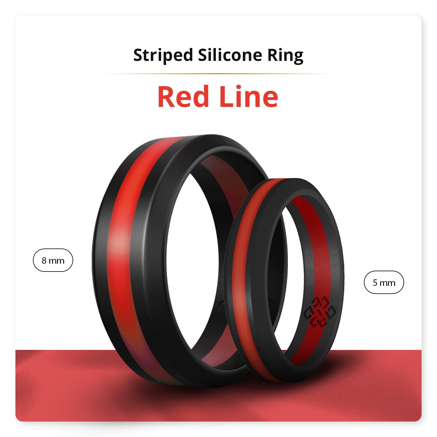 Black Red Stripe Silicone Ring for Men Women Black with Thin Etsy