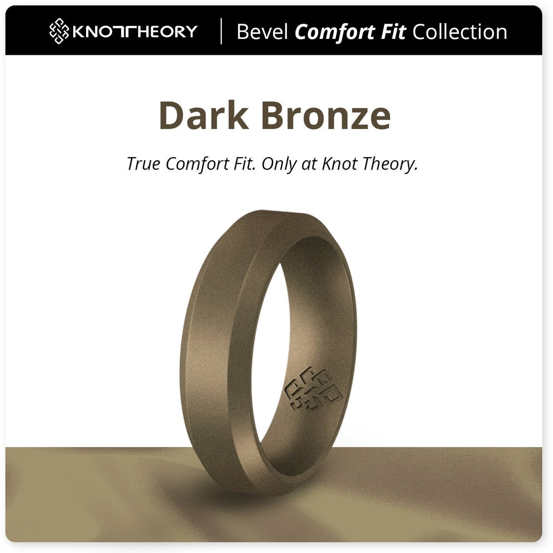 Bronze Rings Men Dark Bronze Silicone Ring for Men, Breathable 6mm or 8mm Wedding Band ...
