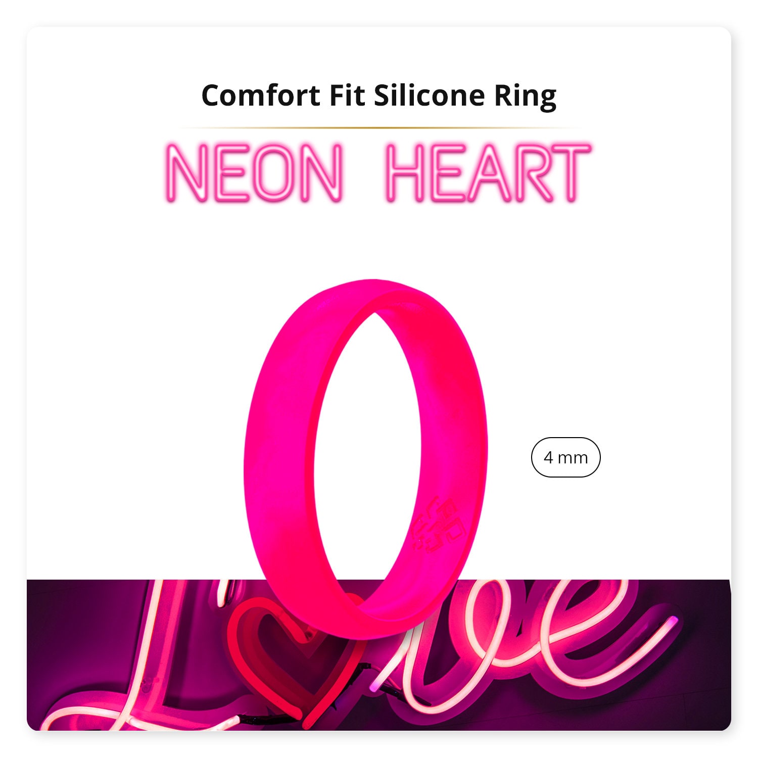 Neon Fuchsia Pink Silicone Ring for Women, Breathable Rubber Band, Birthday Gifts for Her, Anniversary Gift for Girlfriend, Fashionable Ring