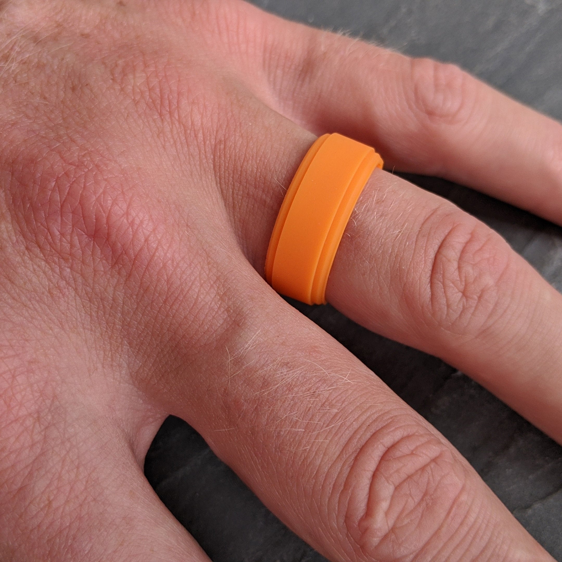 Orange Silicone Ring for Men Step Edge 9mm Wide Mens Rubber
