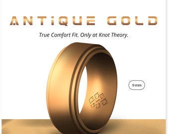 Knot Theory Gold Forest Silicone Ring For Men - Size 12, 6mm Dual Layer Engraved Comfort Fit Wedding Band - View #8
