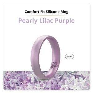 Lavender Purple Silicone Ring for Women, Pastel Lilac Breathable Soft Wedding Band Girlfriend Wife Birthday Anniversary Engagement Ring Gift