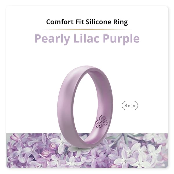 Lavender Purple Silicone Ring for Women, Pastel Lilac Breathable Soft Wedding Band Girlfriend Wife Birthday Anniversary Engagement Ring Gift