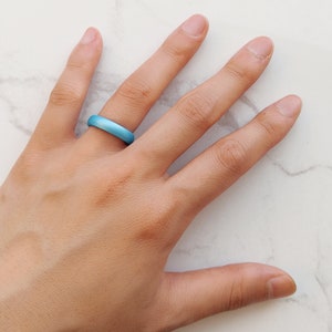 Sky Blue Silicone Ring Women 4mm, Womens Light Blue Silicone Wedding Ring, Rubber Wedding Band, Rubber Wedding Ring for Her Wife Fiance