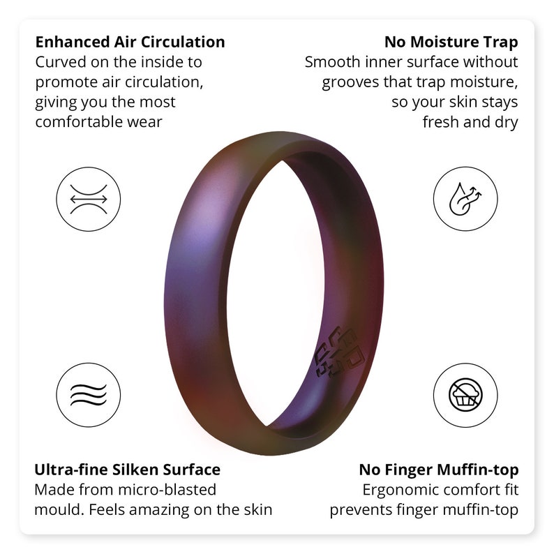 Cosmic Purple Silicone Ring for Women & Men, Knot Theory Breathable Comfort Fit Rubber Wedding Band, Anniversary Gift Boyfriend Husband Wife image 4