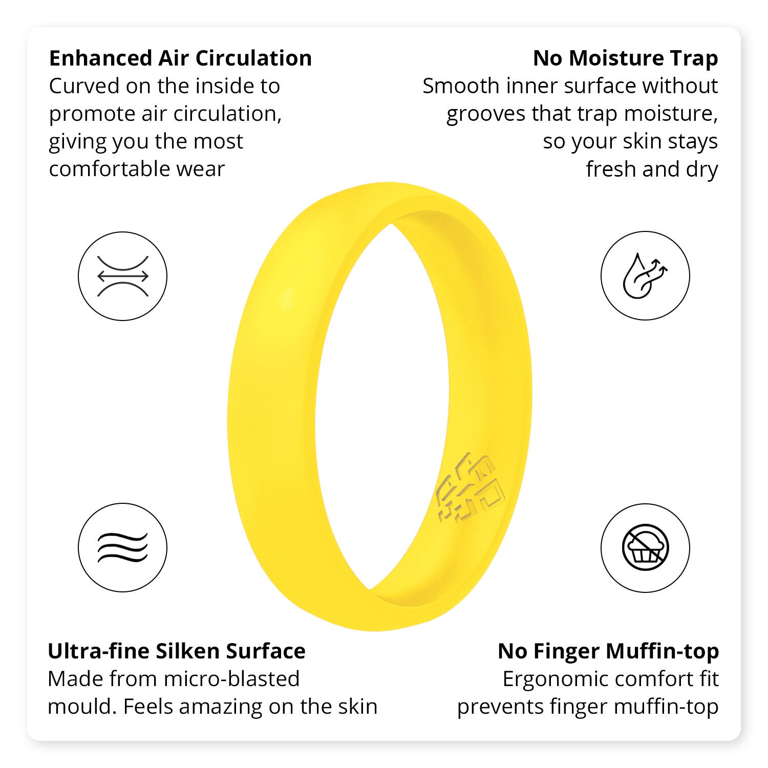 Bright Yellow Silicone Ring for Women 4mm Breathable Rubber Etsy España