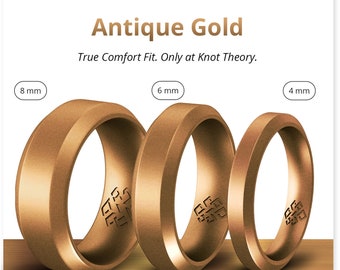 Gold Silicone Wedding Rings for Couples - Breathable, Matching His & Hers Rubber Ring Band for Men and Women - 4mm, 6mm or 8mm