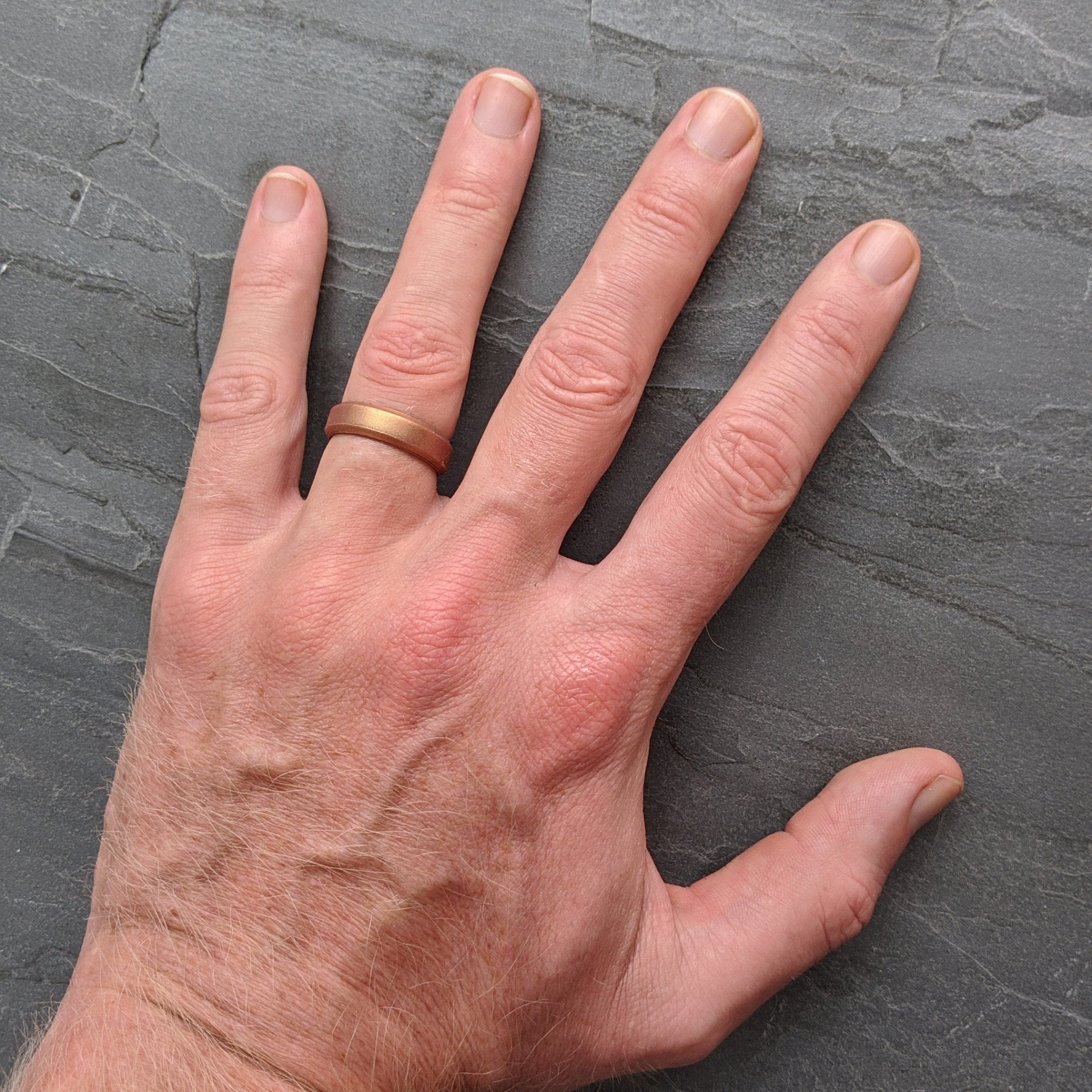 Beveled Edge Brushed Plain Metal Wedding Band Swedish Wedding