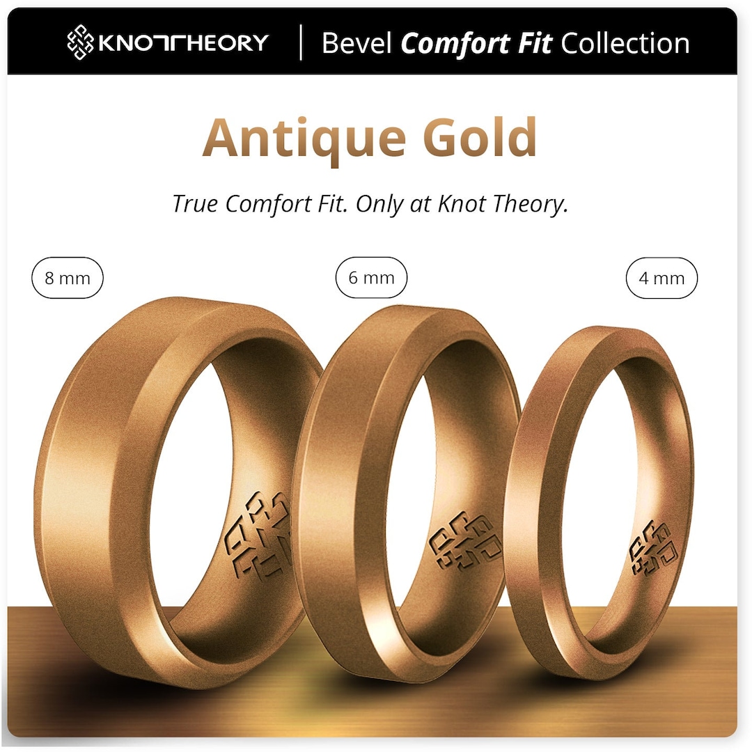 Gold Silicone Wedding Rings for Couples Breathable, Matching His