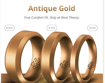 Gold Silicone Wedding Rings for Couples - Breathable, Matching His & Hers Rubber Ring Band for Men and Women - 4mm, 6mm or 8mm