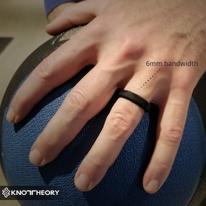 Black Silicone Wedding Band Man Woman, Bevel Black Silicone Ring, Breathable Comfort, Couple Mens Engagement Ring Anniversary Gift Promise