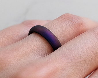 Cosmic Purple Silicone Ring for Women - Knot Theory Breathable Comfort Fit - Magical Rubber Wedding Bands for Her