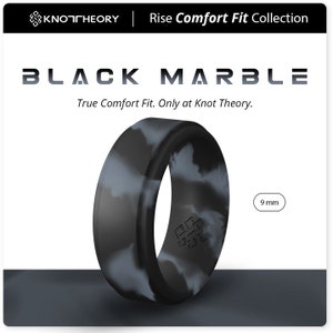 Anillo de silicona de mármol negro para hombres, anillo de silicona de seguridad duradero, anillo de moda de diseño moderno, anillo cómodo elegante único, anillo ancho para hombres