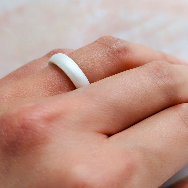 White Silicone Ring for Men and Women 4mm or 6mm Safe Workout Etsy