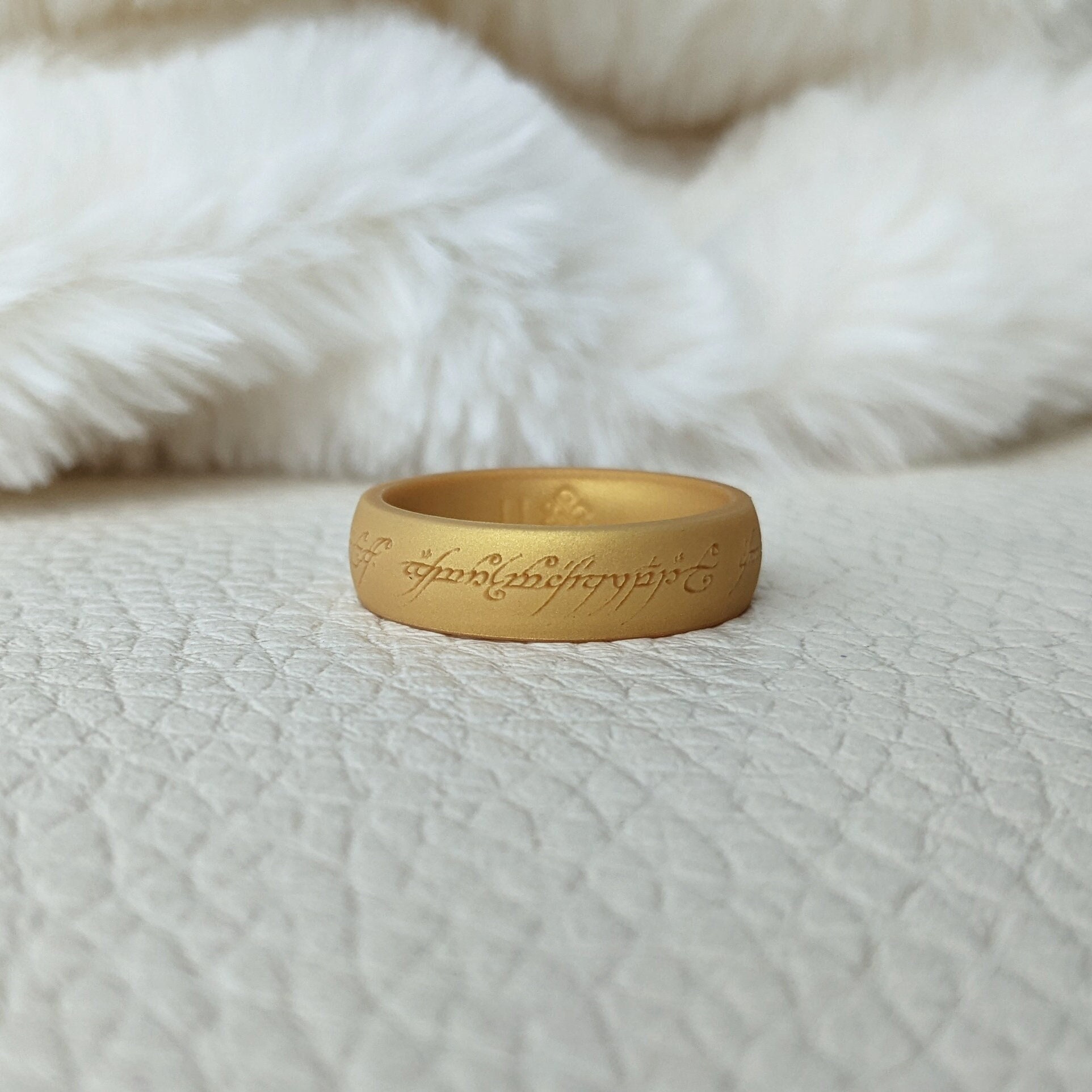 Lord of Rings Inscription Silicone Band Gold Silicone Wedding - Etsy