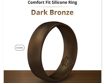 Breathable Bronze Silicone Ring for Men - True Comfort Fit Rubber Wedding Band - Gym Workout Rings Anniversary Gift Husband Fiance Boyfriend