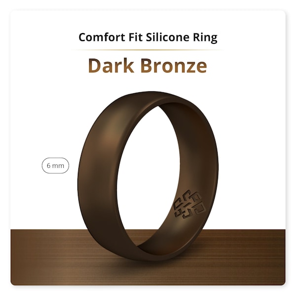 Breathable Bronze Silicone Ring for Men - True Comfort Fit Rubber Wedding Band - Gym Workout Rings Anniversary Gift Husband Fiance Boyfriend