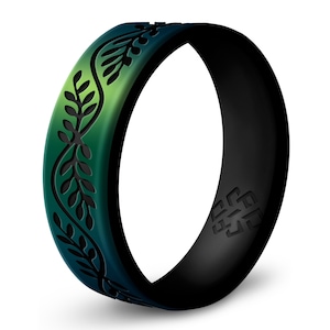 Knot Theory Waves & Mountain Silicone Ring - 6mm Breathable Wedding Band For Men & Women, Active Lifestyle Safe - View #6
