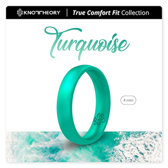 Turquoise Blue Silicone Ring for Women 4mm Colorful Fashionable