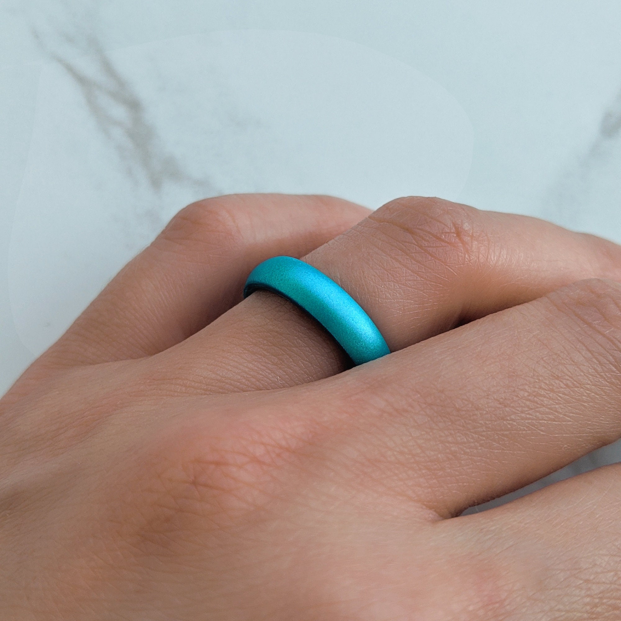 Blue Aquamarine Silicone Ring for Women 4mm Breathable Rubber Etsy