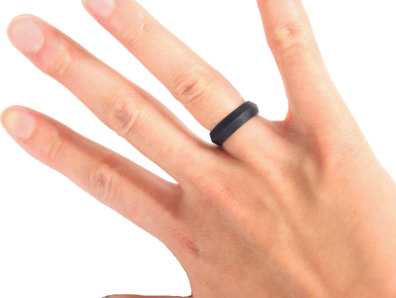 Black Silicone Ring for Women 5mm Safe Workout Wedding Band Etsy