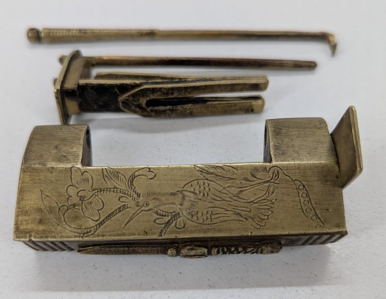Antique Japanese Puzzle Lock – Edo Meiji Iron Karakuri Mechanism With ...