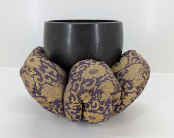 Japanese Vintage Singing Bowl Set – Deep B Tone – Long Sustain 60s – Temple Altar Bell w Cushion – Meditation / Buddhist Rin