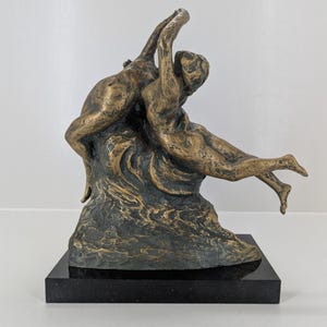 Escultura de bronce "Tennyo" de Seibo Kitamura – Obra de arte japonesa de mediados de siglo, firmada.