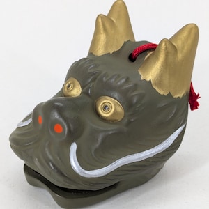 Campana del dragón Kiyomizu-yaki firmada – Tsuyoshi Takashima – Dorei de cerámica de Kioto – Cerámica japonesa vintage