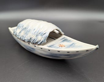 Vintage Kutani Ware Boat Incense Burner | Nakamura Baizan Signed Kōgō (Tomobako)