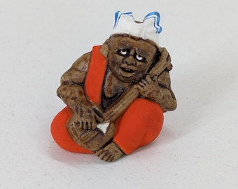 Vintage Japanese Engi Daruma Folk Art Figure – Signed Kuribō, Showa Era Mingei
