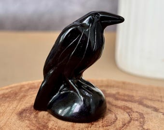 50mm Natural Obsidian Ravens Crows Carving, Gemstone Birds Figurine Decor, Healing Crystal Animals Home Decor, Crystal Gifts For Friends.