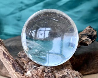 Polished Quartz Crystal Sphere, Volcanic Ball for Protection Meditation, Healing Crystal Home Decor Crystal Gifts