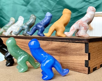 Esculturas de dinossauros em cristal natural, esculturas de animais em cristal esculpidas à mão para decoração de mesa, presentes de cristal.
