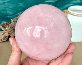 Natürliche Rosenquarzkugel, rosa Kristallkugel, Steinkugel, Herzchakra-Heilung, Selbstliebe-Meditationskugel, Wohnkultur-Kristallgeschenke
