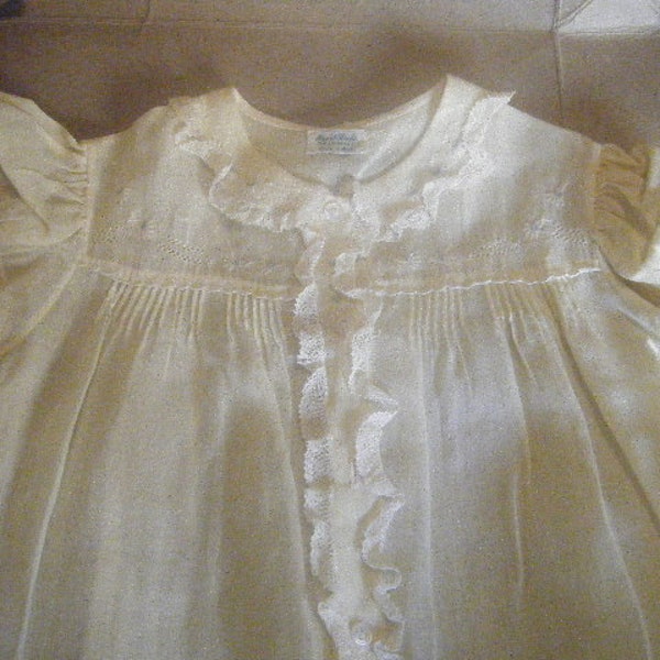 Vintage pastel yellow toddler dress made in Philippines 1940s or 50s