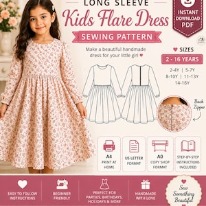 girls dress pattern knit etsy Girl Next Door Dress Pattern - Knit Dress PDF Pattern - Kangaroo Pocket - Optional Sleeves