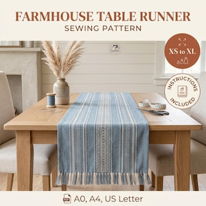 Farmhouse Table Runner Sewing Pattern PDF, Ruffle Table Runner Pattern, DIY Table Runner, Instant Download, A4 A0 US Letter